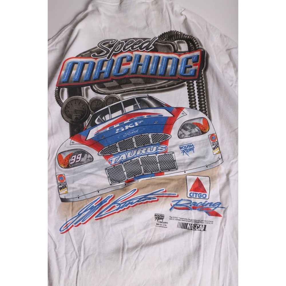 Vintage Jeff Burton NASCAR Citgo Racing T-Shirt White XL 99 Speed Machine Hanes - Picture 6 of 8